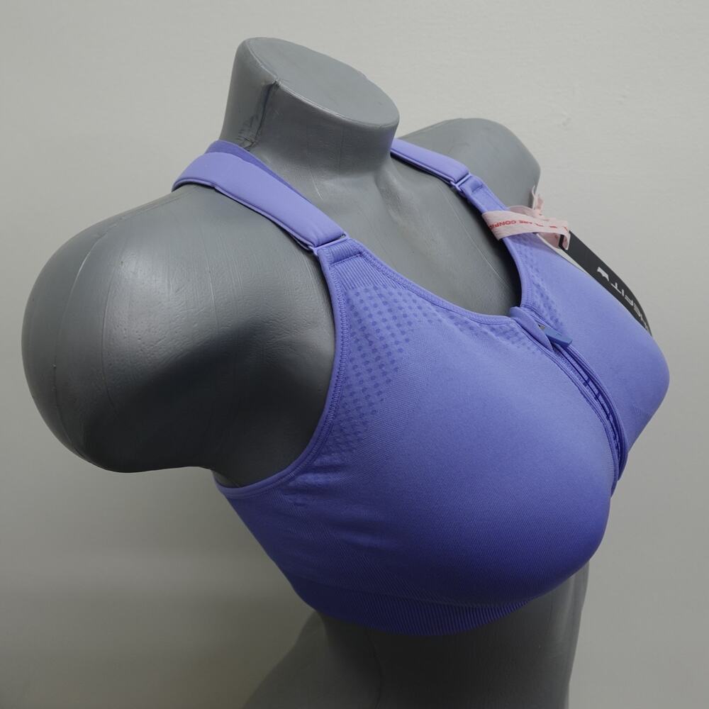 NWT SHEFIT 2Luxe Adjustable Sports Bra, Zip Front Low Impact No Wire Periwinkle - Picture 4 of 10